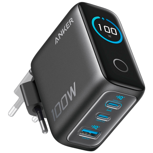 Anker Dual USB-C + USB-A Snellader 100W Zwart + Kabel