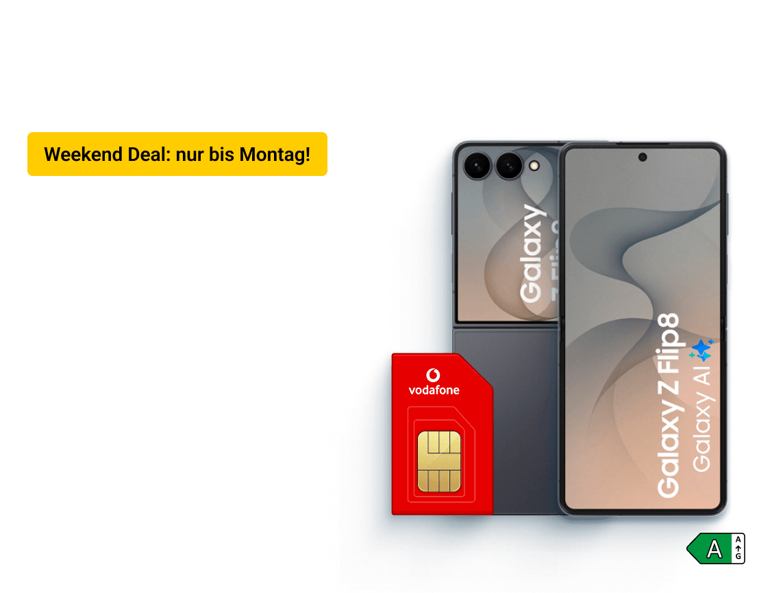 Sichere Dir jetzt das Samsung Galaxy Z Flip 8 zum Top-Preis mit Vodafone. Klicke hier, um Dir unseren Weekend Deal bis zum 24. August um 11:59 Uhr zu sichern.