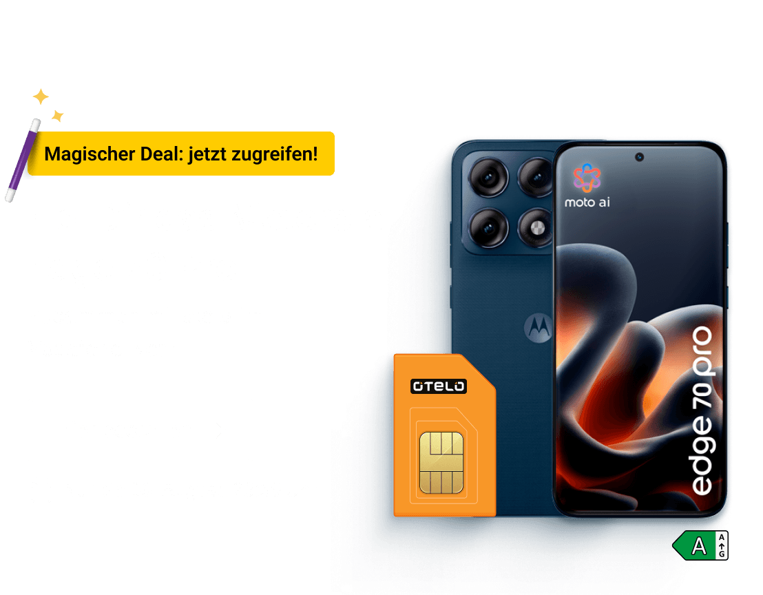 Hol Dir das Motorola Edge 70 Pro zusammen mit otelo im Vodafone-Netz. Clicke hier auf den Deal um ihn Dir bis zum 6. August um 23:59 Uhr zu sichern.
