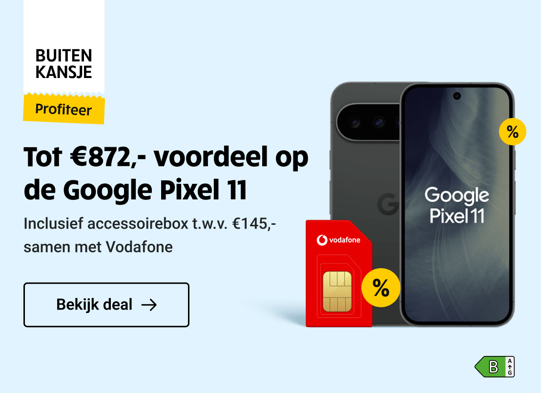Buitenkansje: de Google Pixel 11. Accessoirebox t.w.v. €145,- cadeau