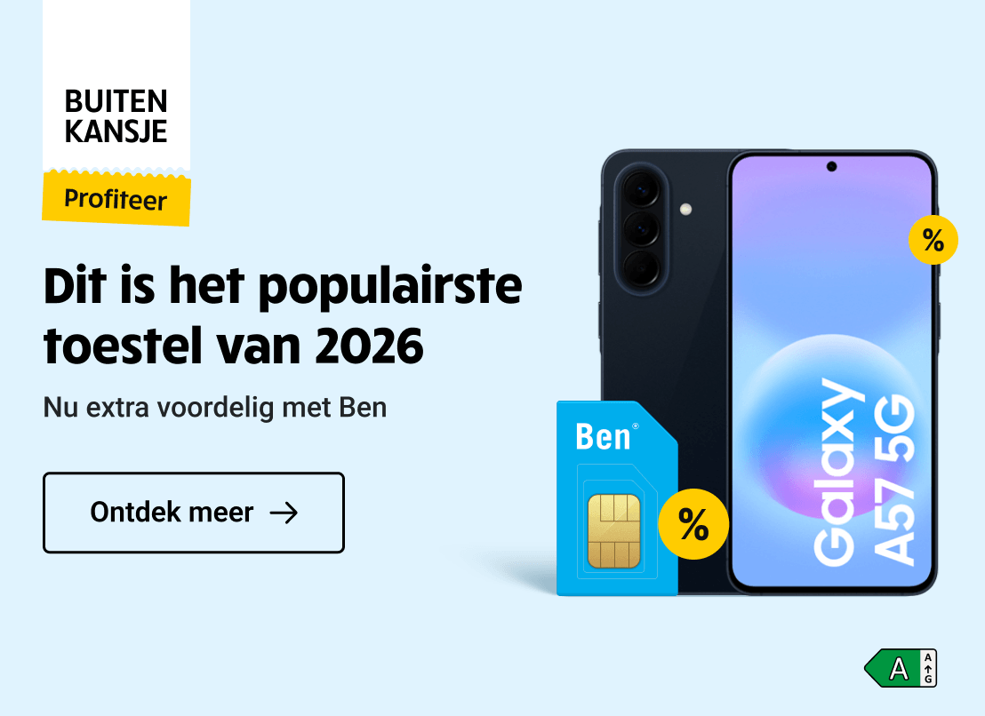 Het populairste toestel van 2026! Scoor de Samsung Galaxy A57 5G nu extra voordelig in combinatie met Ben.