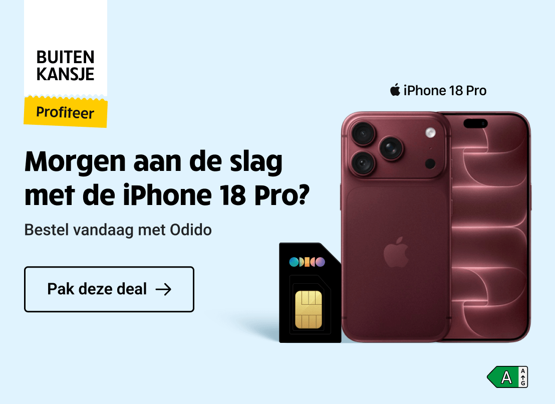 Morgen de iPhone 18 Pro in huis? Bestel vandaag de iPhone 18 Pro in combinatie met Odido en profiteer van deze scherpe deal!