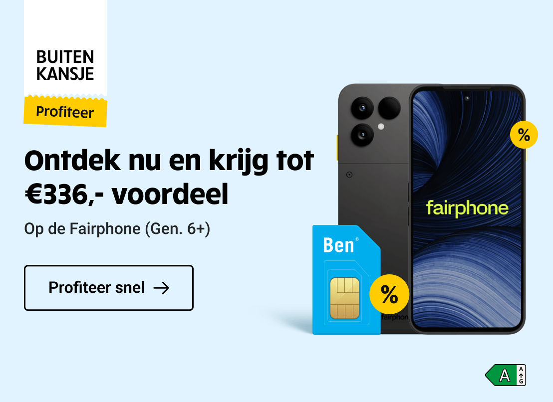 Buitenkansje: Fairphone (gen 6+). Ontek nu en krijg tot €336,- voordeel