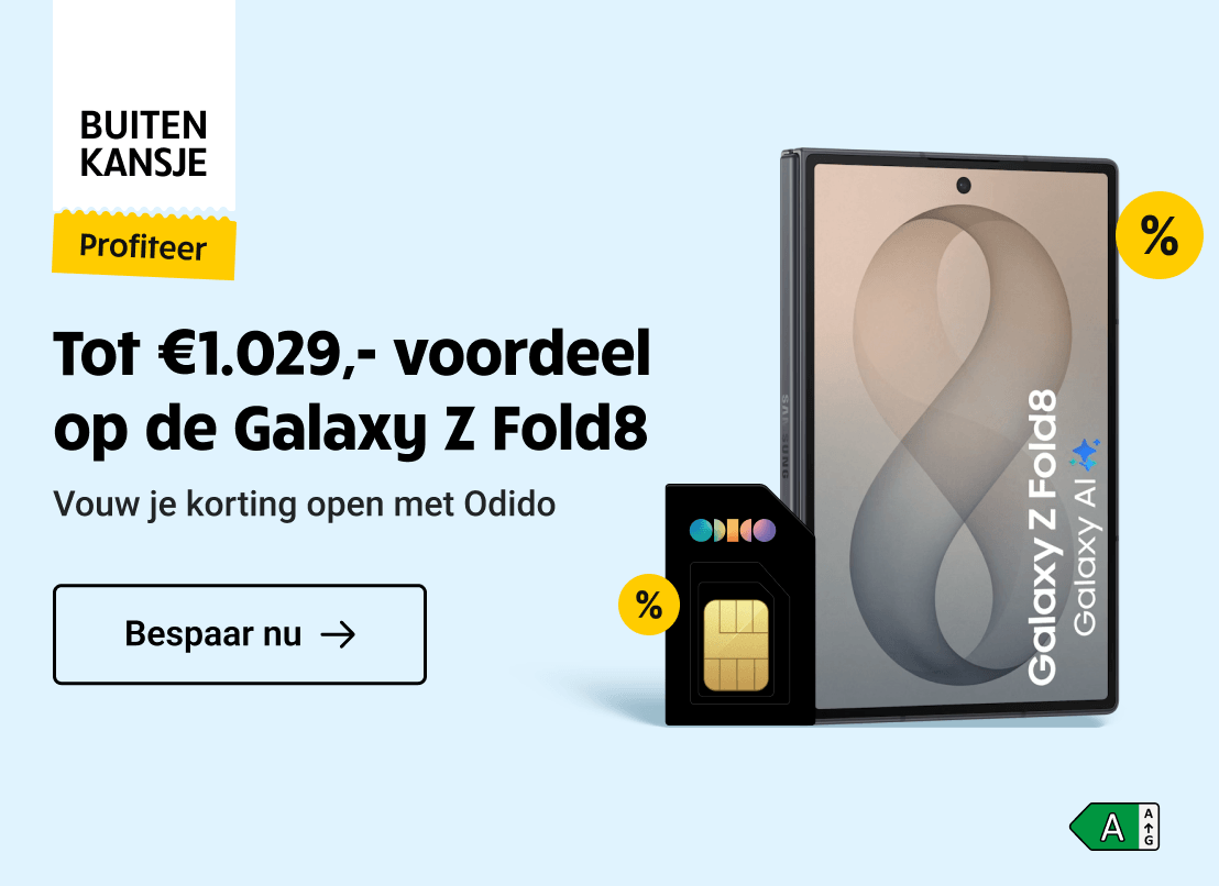 Buitenkansje-aanbieding: tot €949,- korting op de Galaxy Z Fold8 in combinatie met Odido.
