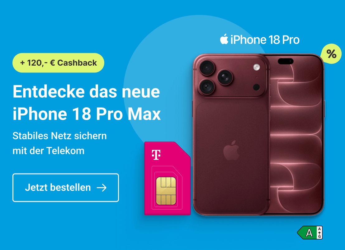 Schnapp Dir jetzt Dein iPhone 18 Pro max. Im Premium-Netz von Magentamobil. Clicke hier und sichere Dir diesen Deal.