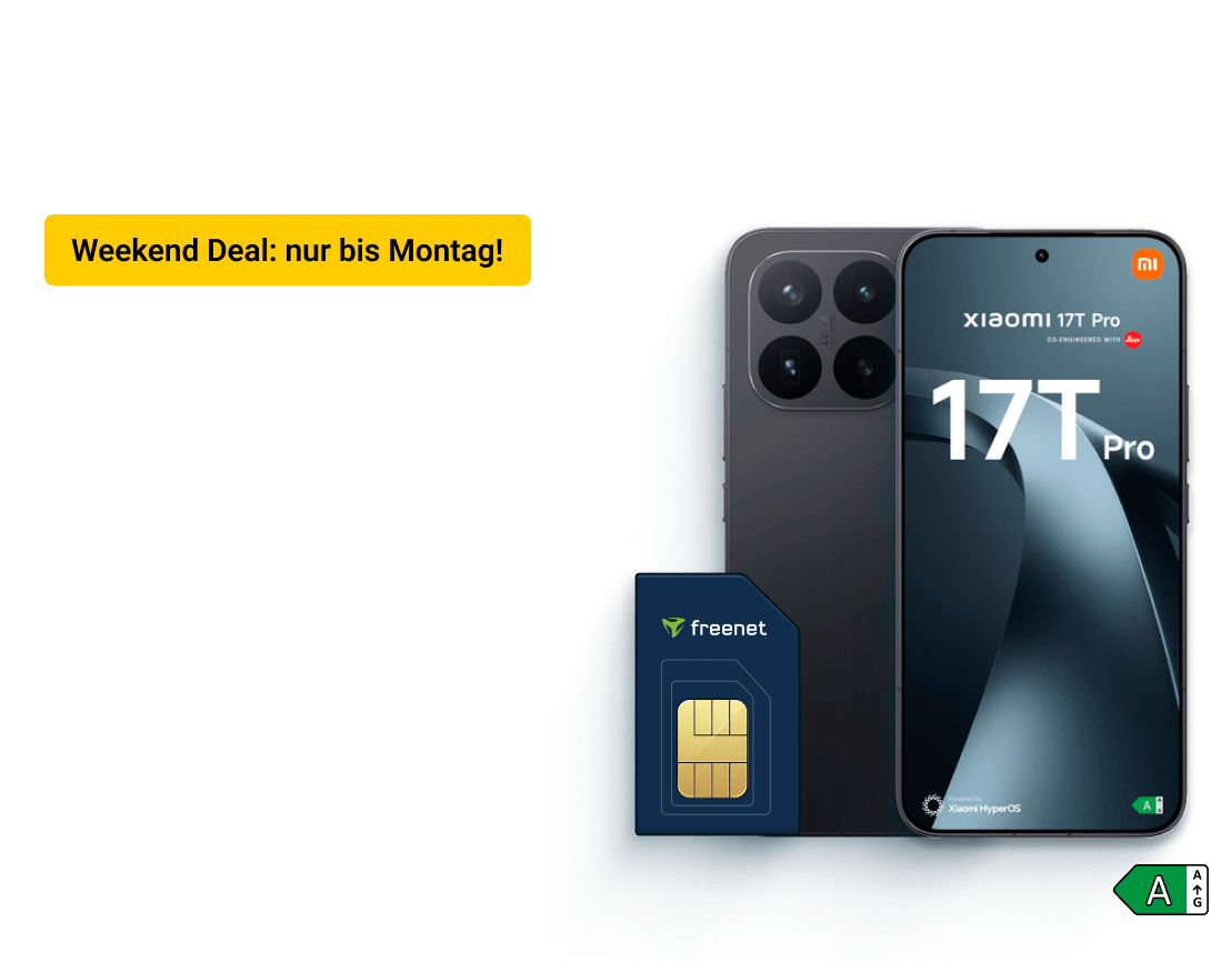 Schnapp Dir das Xiaomi 17T Pro.Sichere Dir 50,- € Cashback mit freenet. Sichere Dir unseren Weekend Deal bis zum 26. Oktober.