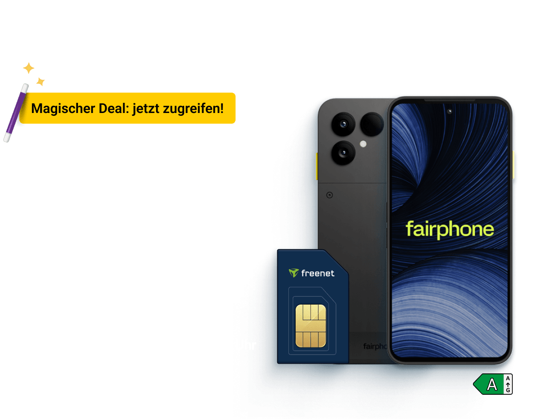 Erlebe jetzt Dein Fairphone (Gen. 6+) . Jetzt extra Fairbuds 2 mit freenet sichern. Nur bis 29. Oktober 23:59 Uhr erhältlich.  
