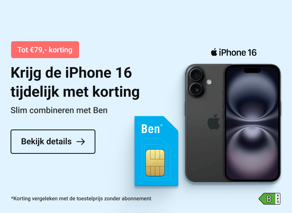 Week 7'26 - belsimpel - hero 2 - iPhone 16 + Ben 