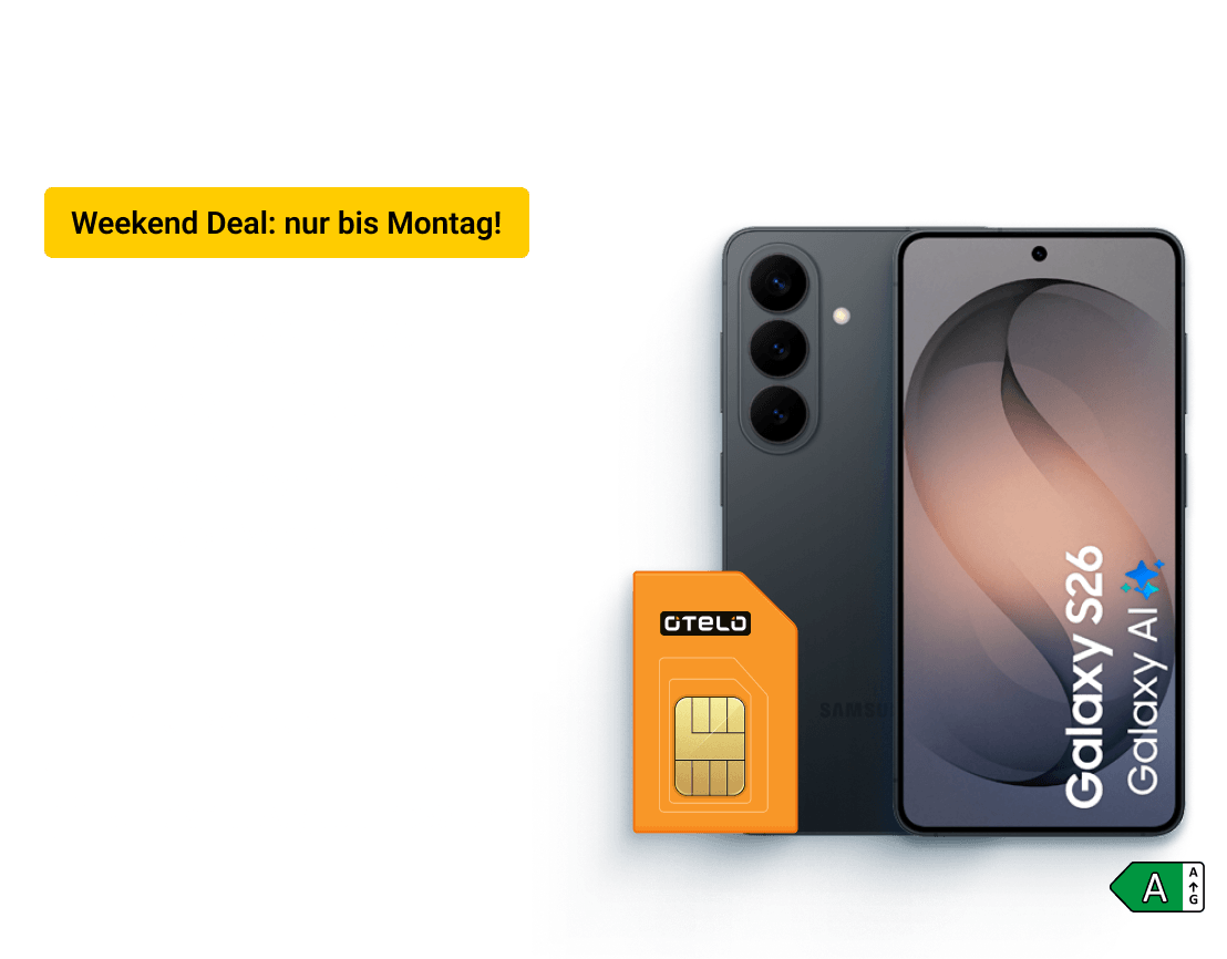 Entdecke das Galaxy S26 jetzt zusammen mit otelo im Netzt von Vodafone. Clicke hier um Dir unseren Weekend Deal bis zum 10. August um 11:59 Uhr zu sichern.