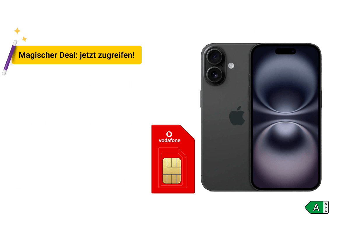 Sichere Dir Dein iPhone 16 im Qualitätsnetz von Vodafone. Clicke hier um Dir den Magischen Deal zu sichern. Nur bis 13. August 23:59 Uhr erhältlich.