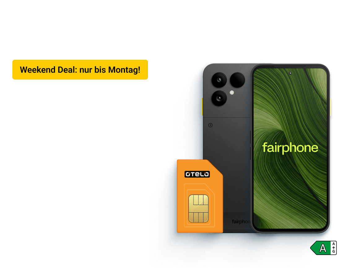 Entdecke jetzt das Fairphone (Gen. 6). Jetzt zusammen mit otelo zum Top-Preis. Klicke hier, um Dir unseren Weekend Deal bis zum 31. August um 11:59 Uhr zu sichern.