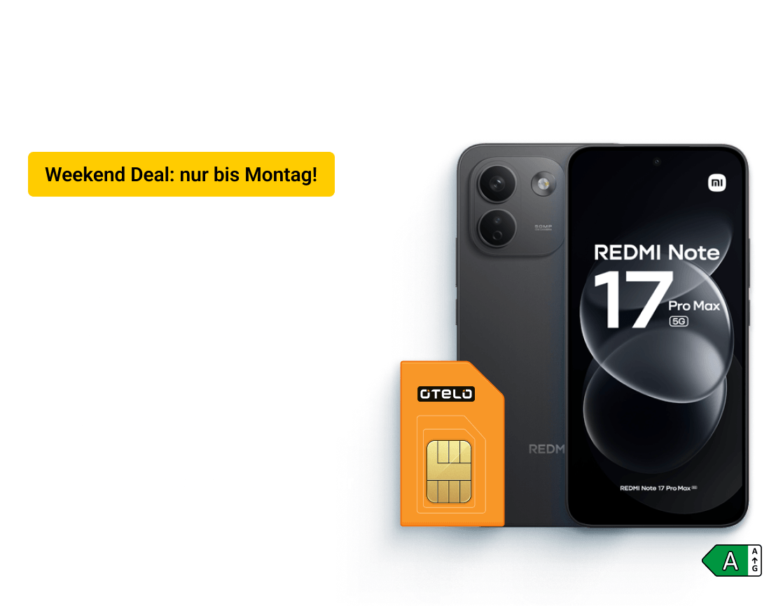 Dein Xiaomi Redmi Note 17 Pro Max. Mit otelo zum Top-Preis. Sichere Dir unseren Weekend Deal bis zum 21. September.
