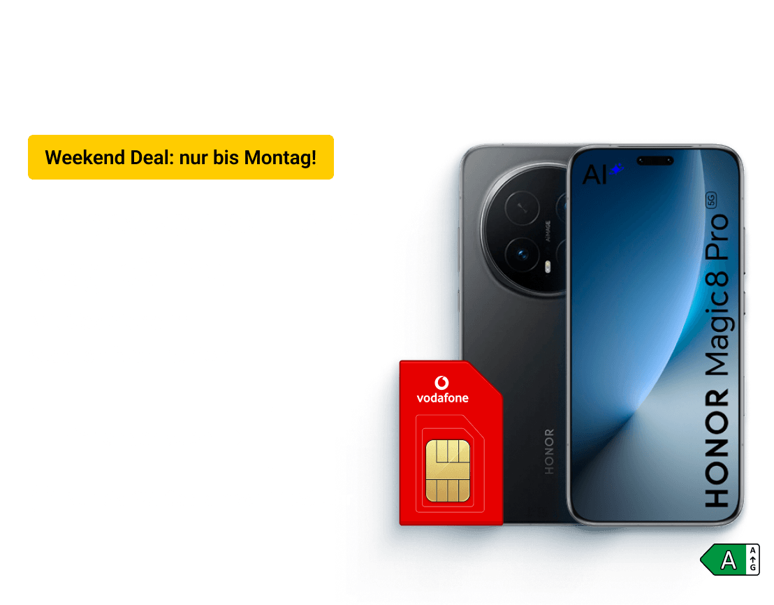 Entdecke das Honor Magic8 Pro. Mit Vodafone im stabilen Netz surfen. Sichere Dir unseren Weekend Deal bis zum 28. September.