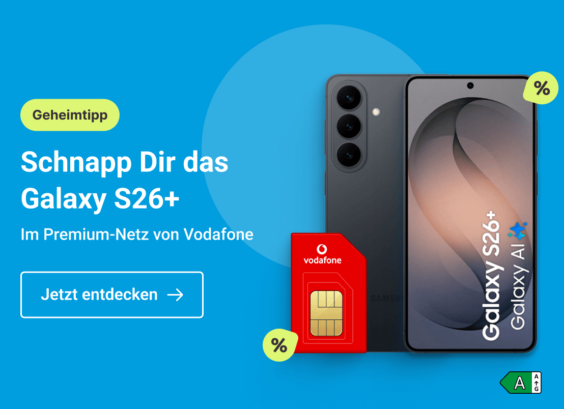 Schnapp Dir das Galaxy S26+. Im Premium-Netz von Vodafone. Clicke hier um Dir diesen Deal zu sichern.