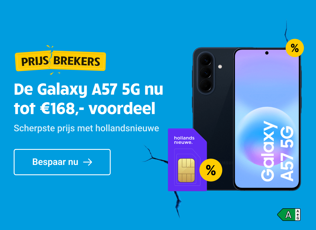 Prijsbreker: Tot €168,- voordeel op de Samsung Galaxy A57 5G met hollandsnieuwe.