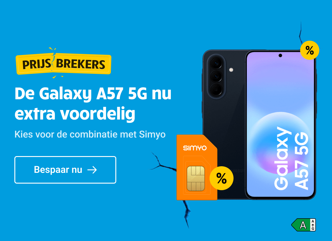 Prijsbreker: De Samsung Galaxy A57 5G nu extra voordelig in combinatie met Simyo.