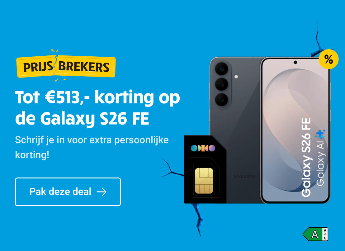 Prijsbreker: Tot €513,- korting op de Samsung Galaxy S26 FE en schrijf je in voor extra persoonlijke korting.