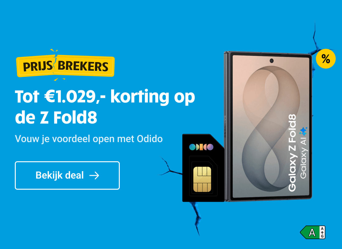 Prijsbrekers-aanbieding: tot €1.029,- korting op de Galaxy Z Fold8 in combinatie met Odido.