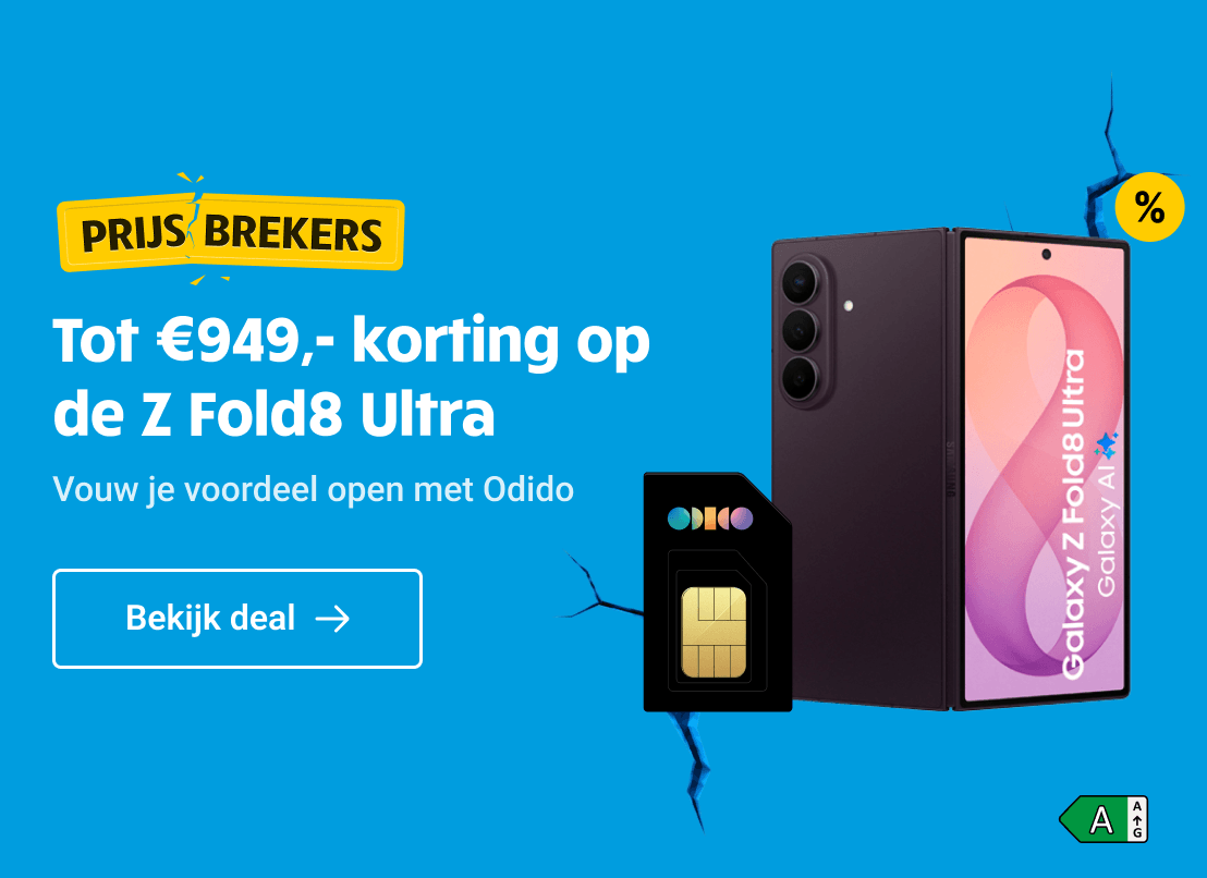 Prijsbrekers-aanbieding: tot €949,- korting op de Galaxy Z Fold8 Ultra in combinatie met Odido.