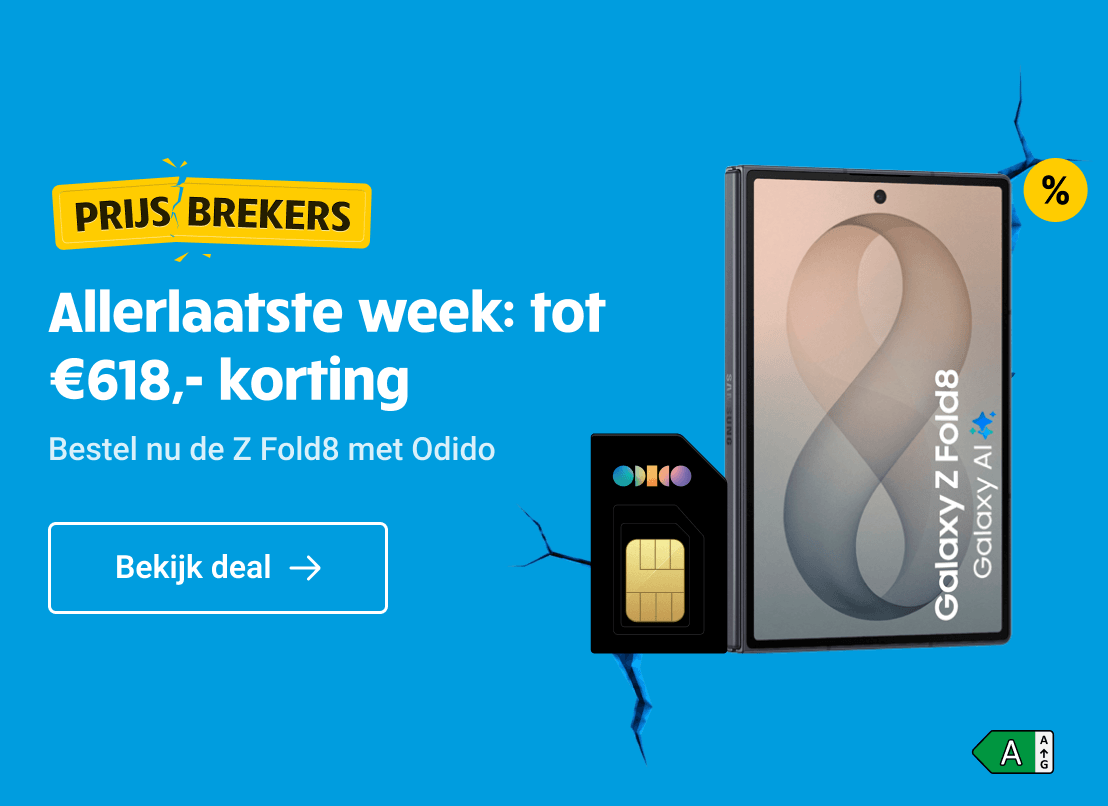Prijsbreker: Tot €632,- korting op de Samsung Galaxy Z Fold8 met Odido.