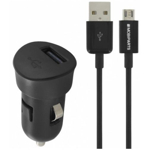 Mobiparts Premium USB Autolader 1A + Micro USB Kabel Black