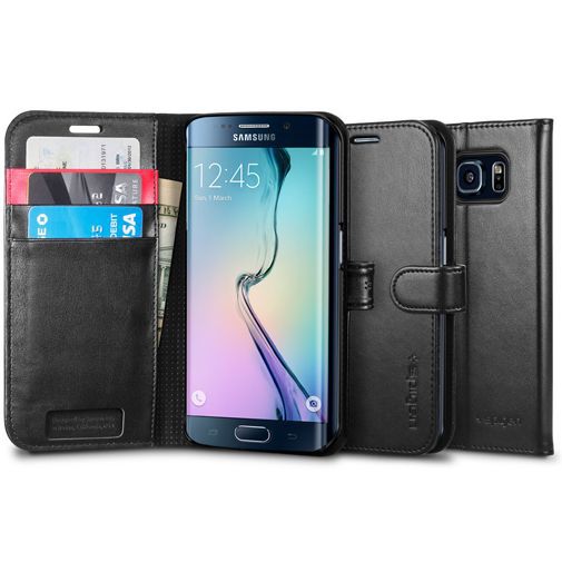 Spigen Wallet Case Black Samsung Galaxy S6 Edge