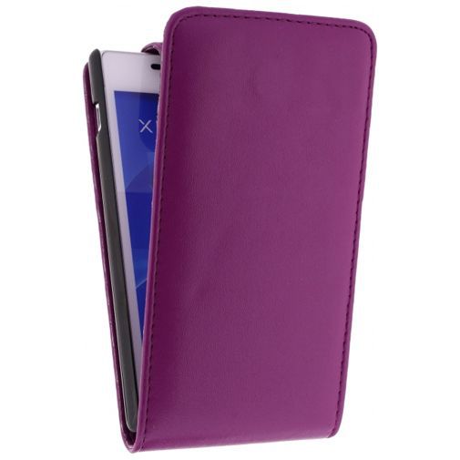 Xccess Leather Flip Case Purple Sony Xperia M2