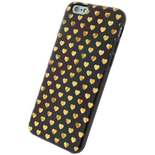 Xccess TPU Case Black/Golden Hearts Apple iPhone 6/6S