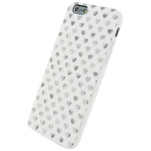 Xccess TPU Case White/Silver Hearts Apple iPhone 6/6S