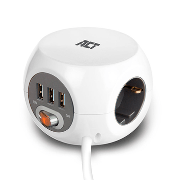 ACT Socket Cube 3-USB Hvit