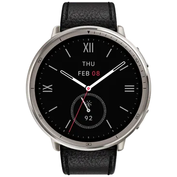 Amazfit Active 2 Round Svart (Svart Leren Reim)