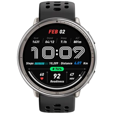 Amazfit Active 2 Round Svart (Svart Silikonreim)