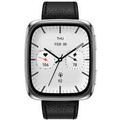 Amazfit Active 2 Square Sølv (Svart Lærrem)