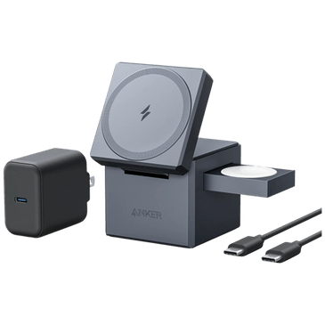 Anker 3-In-1 Cube Chargeur Rapide Sans Fil 15W Gris - Gomibo.fr
