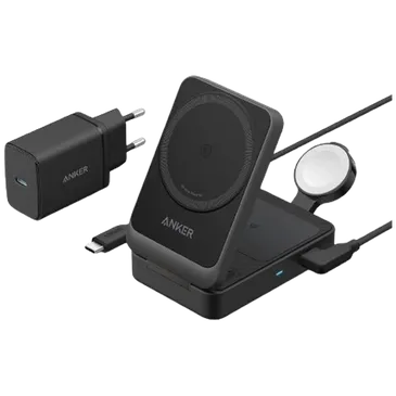 Anker 3-In-1 MagGo Wireless Fast Charger Black