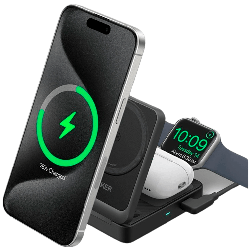 Anker 3-In-1 MagGo Wireless Fast Charger Black - Gomibo.es