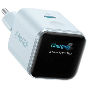 Anker Nano USB-C Snellader 45W met Display Lichtblauw
