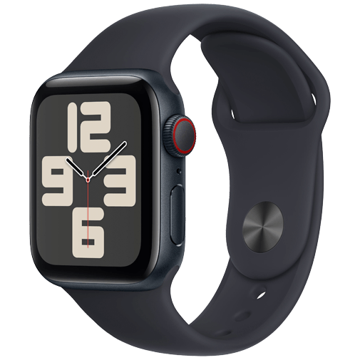 Apple Watch SE 2023 4G 40mm Zwart (Zwarte Siliconenband S/M)