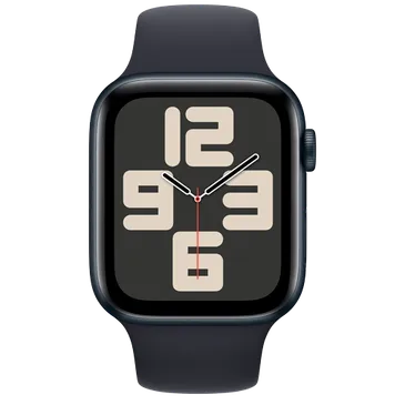 Apple Watch SE 2023 4G 44mm Zwart (Zwarte Siliconenband M/L)
