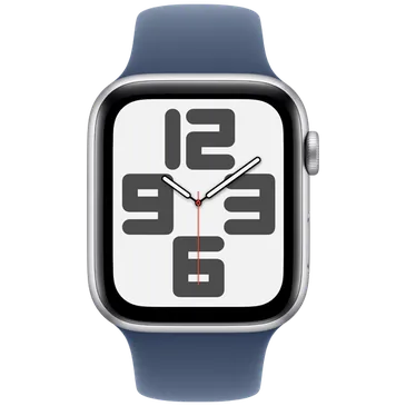 Apple Watch SE 2024 44mm Silver (Blue Silicone  Strap M/L)