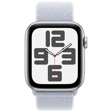 Apple Watch SE 2024 44mm Silver (Light Blue Nylon Strap)