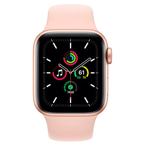 Apple Watch SE 44mm Gold Silikon Sportarmband Pink Gomibo