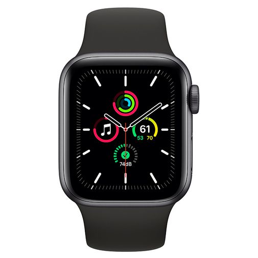 Apple Watch SE 44mm Schwarz ( Schwarzes Silikon Sportarmband) - Gomibo.de
