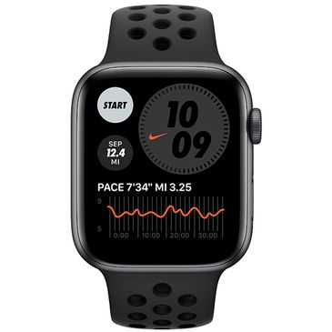 Apple Watch SE Sport Nike 44mm Zwart Aluminium Zwarte Siliconen Band -  Belsimpel