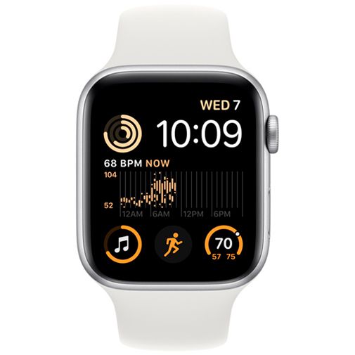 Apple Watch SE 2022 44mm Zilver (Witte Siliconenband) - Belsimpel
