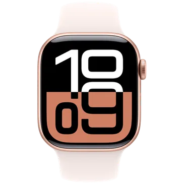 Apple Watch Series 10 42mm Goud (Rosé Rubberen Band S/M)