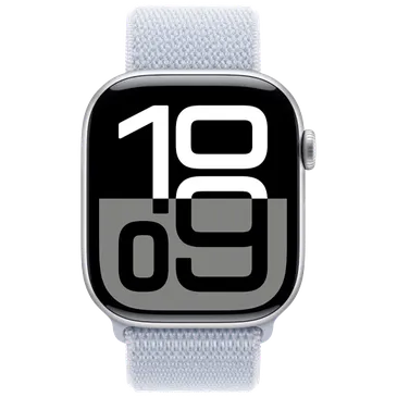 Apple Watch Series 10 46mm Silver (Light Blue Nylon Strap)