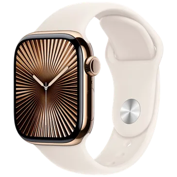 Apple Watch Series 10 4G 42mm Gold Titanium (Bracelete De Borracha Bege S/M)