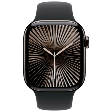 Apple Watch Series 10 4G 42mm Slate Titanium Schwarzes Gummi Armband M L Gomibo