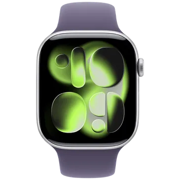 Apple Watch Series 11 46mm Silver (Purple Rubber Strap S/M)